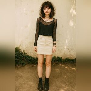 Cache Denim Gold Metallic Rhinestone Stud Skirt 4 Short Pockets Bling Mini Glitt